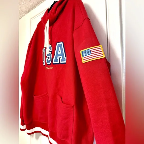 Champion Red USA Men's Hoodie - Picture 8 of 11